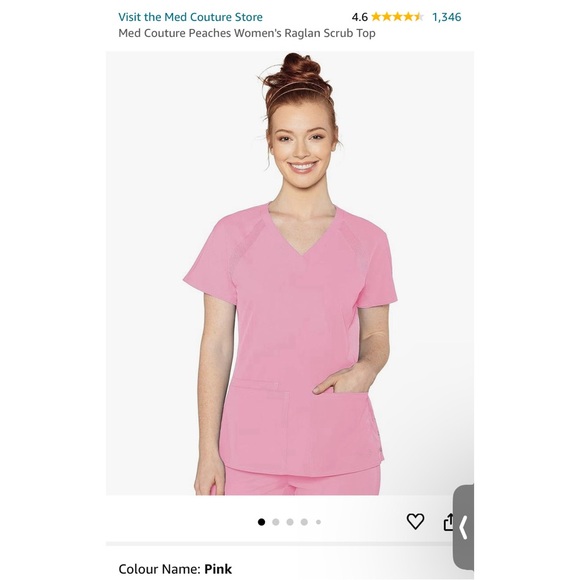 Med Couture Peaches Raglan Scrubs Top - Picture 3 of 5